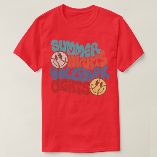Retro Summer Nights And Ballpark Lights Baseball S Tシャツ (デザイン正面)