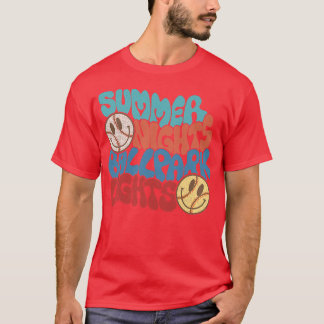Retro Summer Nights And Ballpark Lights Baseball S Tシャツ