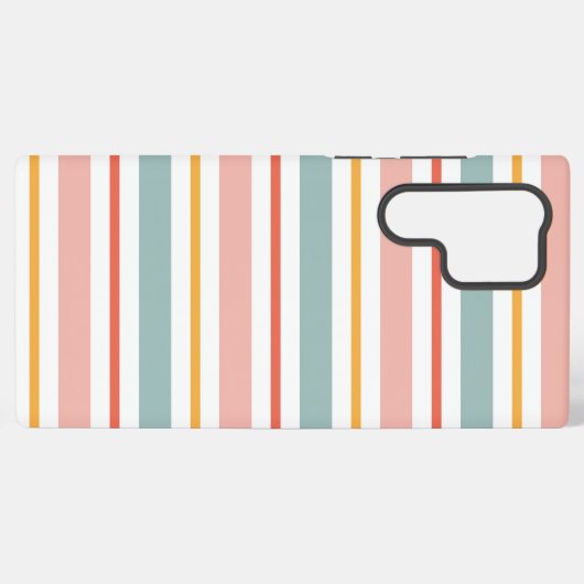 Retro Summer Pastel Striped Pink Mint And Mustard  Samsung Galaxyケース (裏面横)