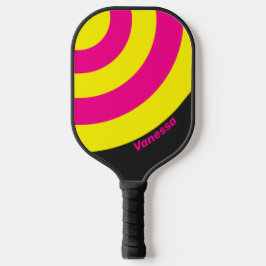 Retro Sun Glow Circle Stripe with Name ピックルボールラケット