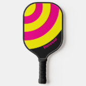 Retro Sun Glow Circle Stripe with Name ピックルボールラケット (裏面)