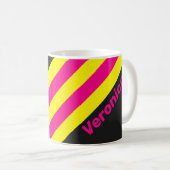 Retro Sun Glow Stripes with Name コーヒーマグカップ (正面右)