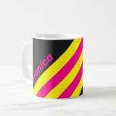 Retro Sun Glow Stripes with Name コーヒーマグカップ (正面左)