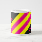 Retro Sun Glow Stripes with Name ジャンボコーヒーマグカップ (正面)