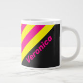 Retro Sun Glow Stripes with Name ジャンボコーヒーマグカップ (右)