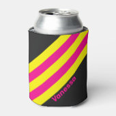 Retro Sun Glow Stripes with Name 缶クーラー (缶正面)