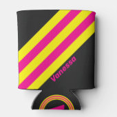 Retro Sun Glow Stripes with Name 缶クーラー (裏面)