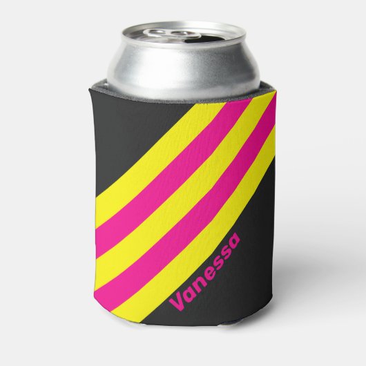 Retro Sun Glow Stripes with Name 缶クーラー (缶裏面)