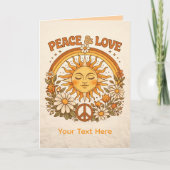 Retro Sun Peace and Love Art Card カード (正面)