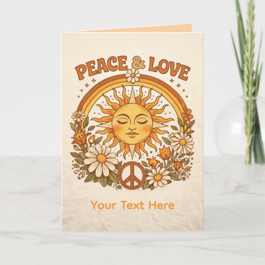 Retro Sun Peace and Love Art Card カード (正面)