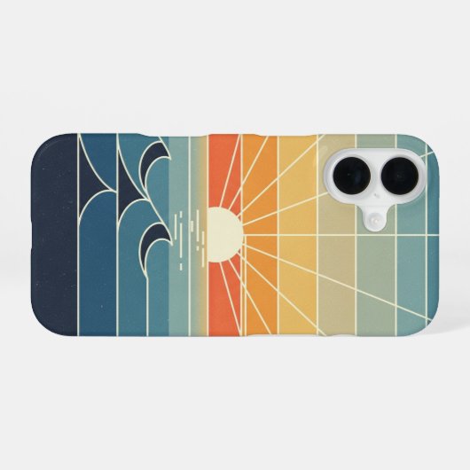 Retro Sun Rays iPhone 16ケース (裏面横)