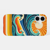 Retro Sun & Waves iPhone 16ケース (裏面横)