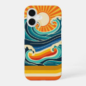 Retro Sun & Waves iPhone 16ケース (裏面)