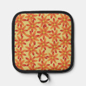 Retro Sunburst Daisy Floral in Warm Yellow 鍋敷き (正面)