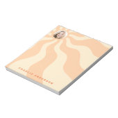Retro sunburst swirl orange sun photo and name ノートパッド (回転)