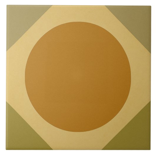 Retro Sunburst Tile – Warm Geometric Design タイル (正面)