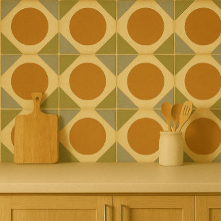Retro Sunburst Tile – Warm Geometric Design タイル
