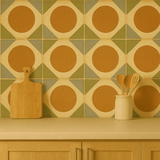 Retro Sunburst Tile – Warm Geometric Design タイル