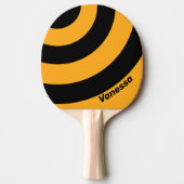 Retro Sunflower Buzz Three Circle Stripe with Name 卓球ラケット (正面)