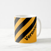 Retro Sunflower Buzz Three Stripes with Name コーヒーマグカップ (正面右)