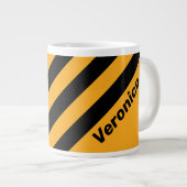 Retro Sunflower Buzz Three Stripes with Name ジャンボコーヒーマグカップ (正面右)