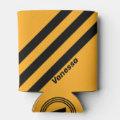 Retro Sunflower Buzz Three Stripes with Name 缶クーラー (裏面)