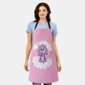 Retro Sunflower Cartoon Quote Pink エプロン (着用した状態)
