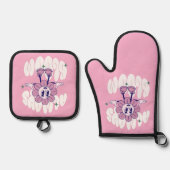 Retro Sunflower Cartoon Quote Pink 鍋つかみ&鍋敷きセット (正面)