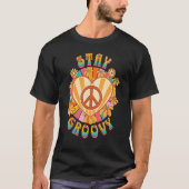 Retro Sunflower Hippie Stay Groovy Positive Mind H Tシャツ (正面)