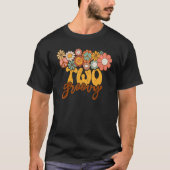 Retro Sunflower Hippie Two Groovy Positive Mind Ha Tシャツ (正面)