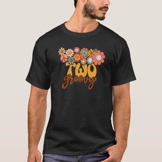 Retro Sunflower Hippie Two Groovy Positive Mind Ha Tシャツ (正面)