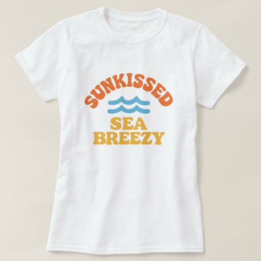 Retro Sunkissed Sea Breezy; Colorful Summer Tシャツ (デザイン正面)