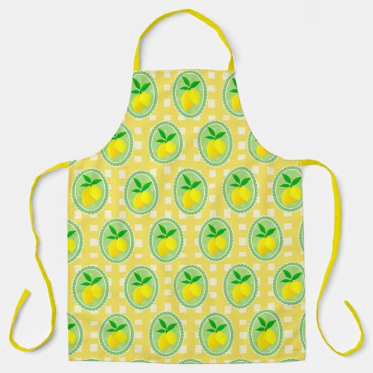 Retro Sunny Lemon Yellow Spring Green エプロン (正面)