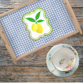 Retro Sunny Yellow Lemon Drop Blue Check 薄葉紙