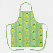 Retro Sunny Yellow Lemon Green Gingham Check エプロン (正面)