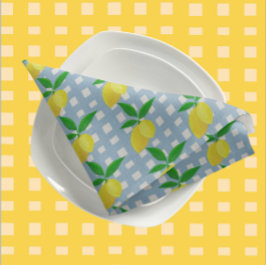 Retro Sunny Yellow Lemon Green Gingham Check コースター