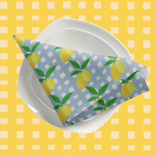 Retro Sunny Yellow Lemon Green Gingham Check コースター