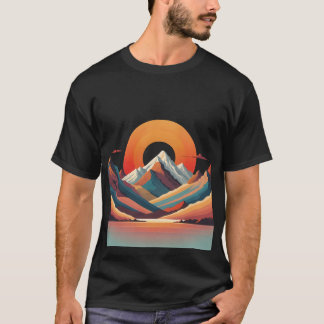 Retro Sunrise Mountains Tシャツ