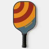 Retro Sunrise on Slate Circle Stripe with Name  ピックルボールラケット (裏面)