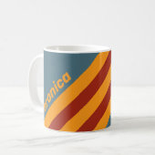 Retro Sunrise on Slate Stripes with Name コーヒーマグカップ (正面左)