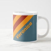 Retro Sunrise on Slate Stripes with Name ジャンボコーヒーマグカップ (右)
