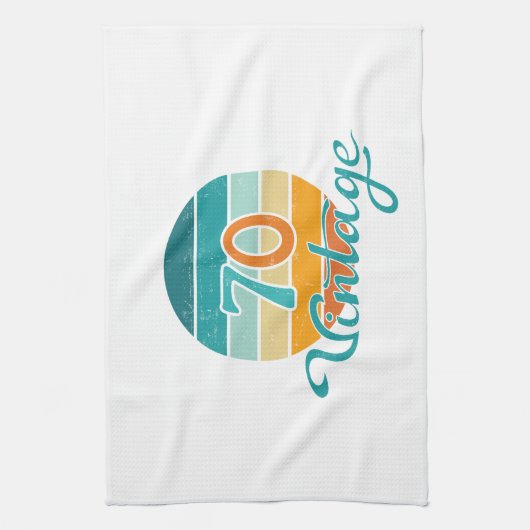 Retro Sunset 70 Vintage Distressed キッチンタオル (縦)