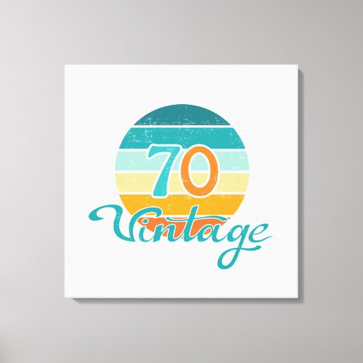 Retro Sunset 70 Vintage Distressed キャンバスプリント (正面)