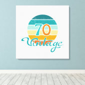 Retro Sunset 70 Vintage Distressed キャンバスプリント (インサイチュ (ウッドフロア))