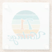 Retro Sunset 71 Vintage Distressed ガラスコースター (裏面)