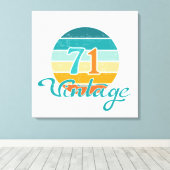 Retro Sunset 71 Vintage Distressed キャンバスプリント (インサイチュ (ウッドフロア))