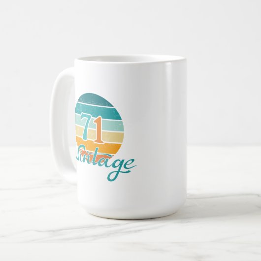 Retro Sunset 71 Vintage Distressed コーヒーマグカップ (正面左)