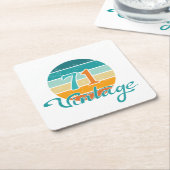 Retro Sunset 71 Vintage Distressed スクエアペーパーコースター (アングル)