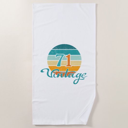 Retro Sunset 71 Vintage Distressed ビーチタオル (正面)