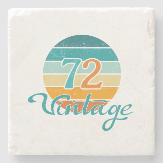 Retro Sunset 72 Vintage Distressed ストーンコースター (正面)